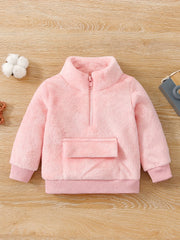 Pink Sports Sweatshirt Fleece Long Sleeve Pullover Blouse for Baby Girls