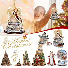 Christmas Tree Acrylic Pendant Keychain Bag Backpack Decoration