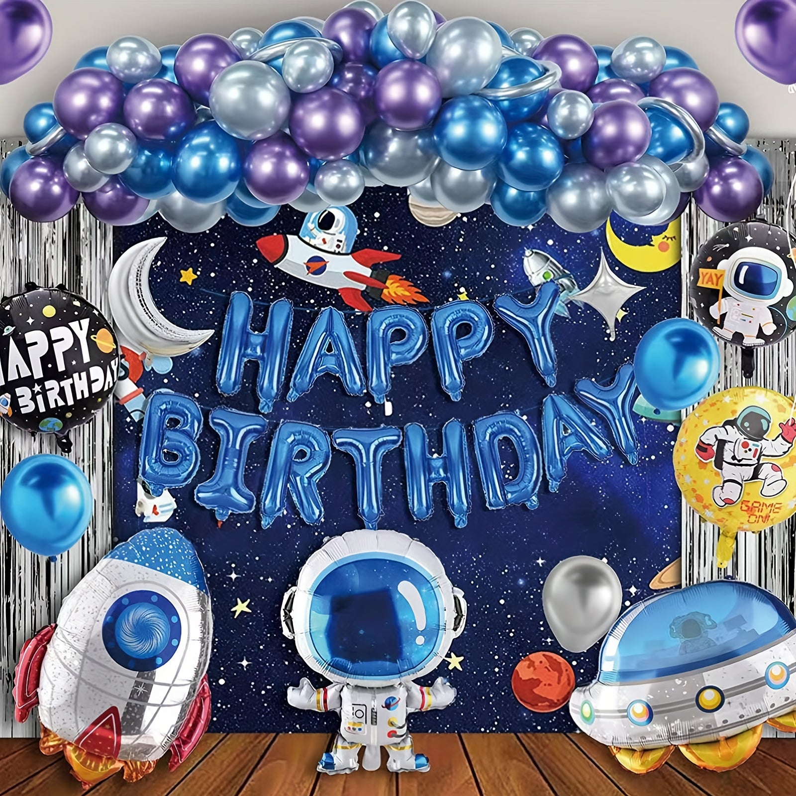Space Astronaut Purple Balloon Set Birthday Balloon Set - Achieve Space Dream