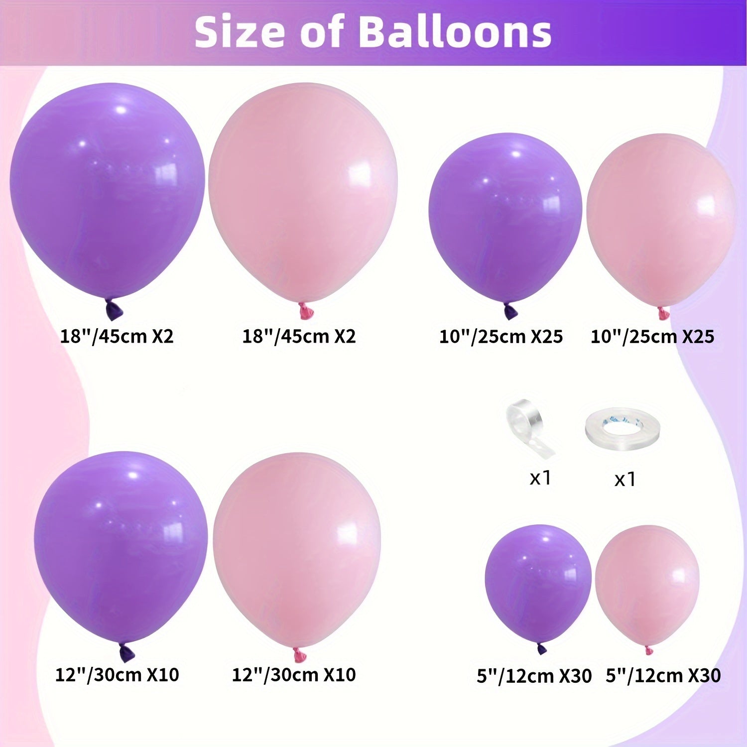 136pcs Pink Purple Balloon Garland Kit Wedding Bridal Shower
