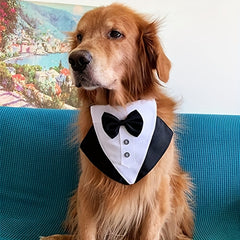 Formal Dog Tuxedo Bandana with Bow Tie for Weddings Graduations Dress Up