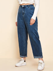 High Waist Straight Leg Cropped Jeans