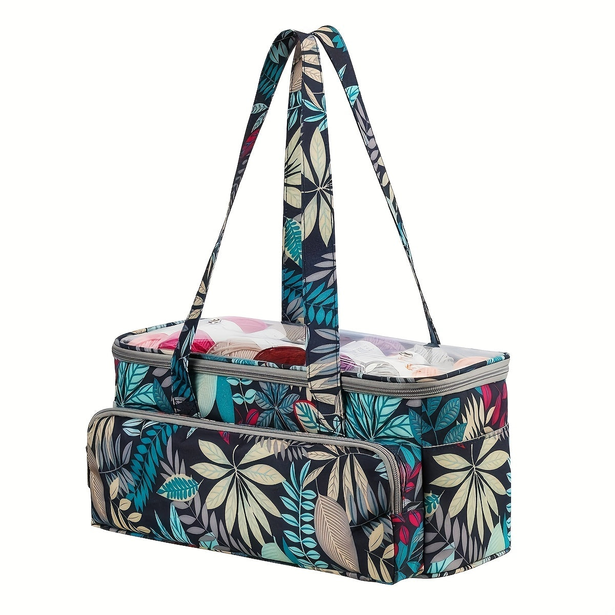Portable Yarn Organizer Tote Bag for Knitting Projects and Crochet Accessories