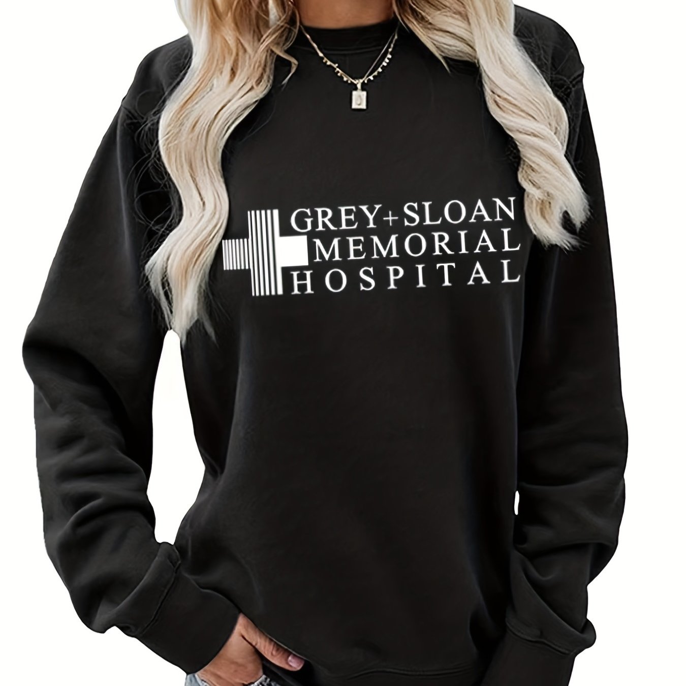 Letter Print Crew Neck Sweatshirt for Women