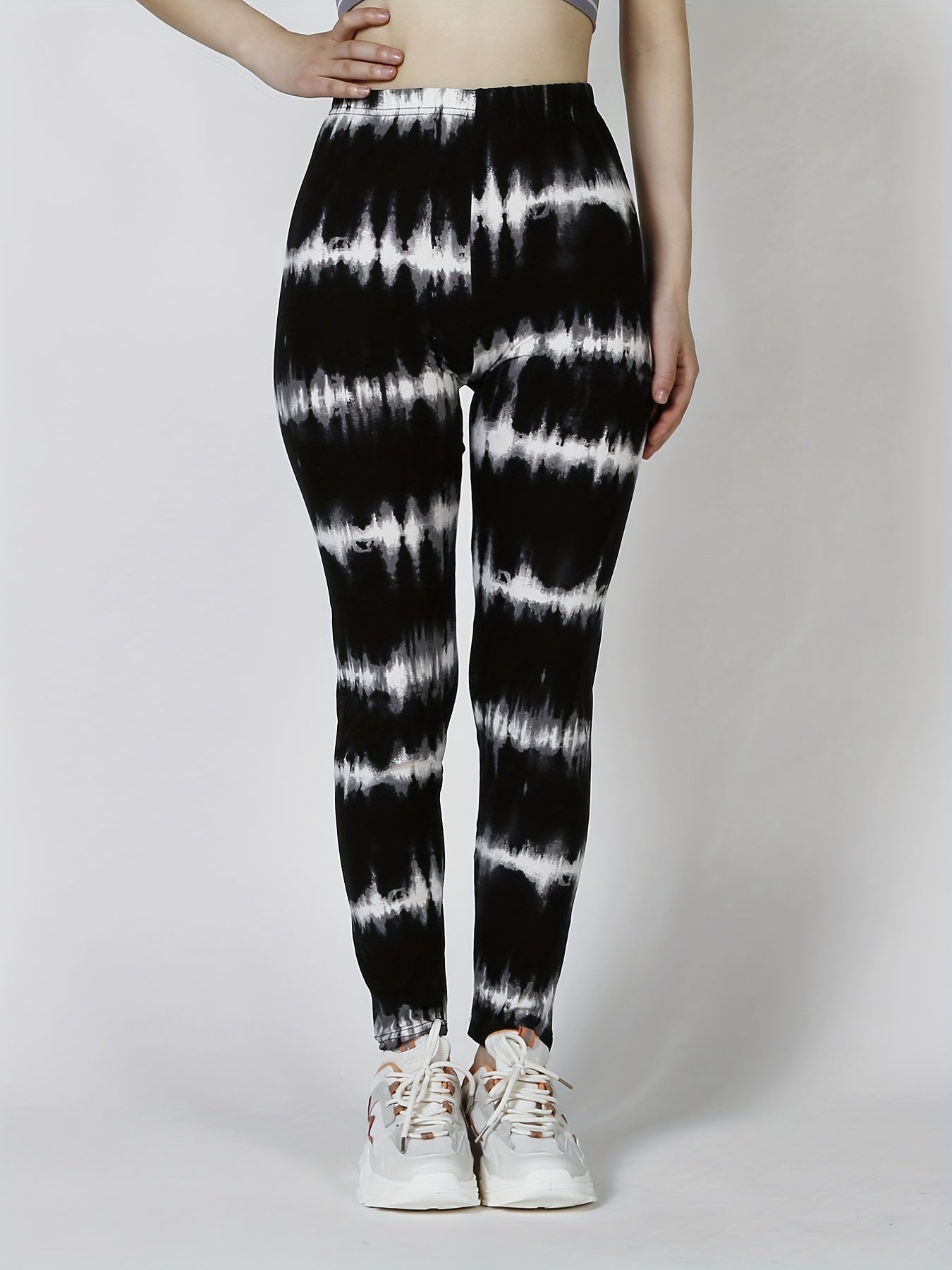 Tie Dye Striped Skinny Leggings Women's Clothing