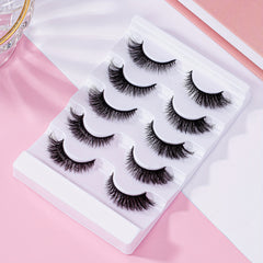 5 Pairs Faux Mink Eyelashes Fluffy Soft Cat Eye Shape