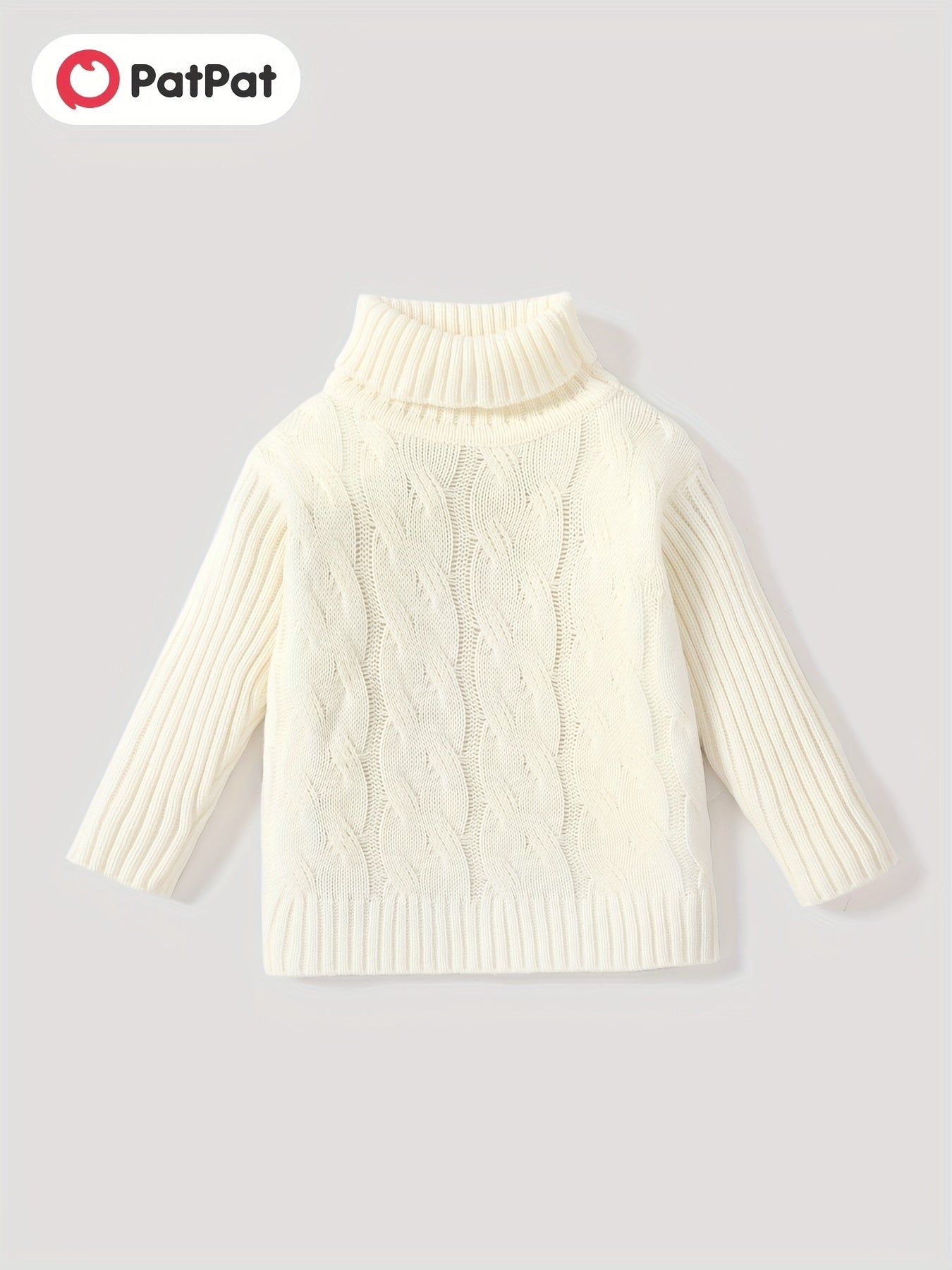 Boys Twisted Sweater Turtleneck Long Sleeve Stretch Warm Knit Pullover