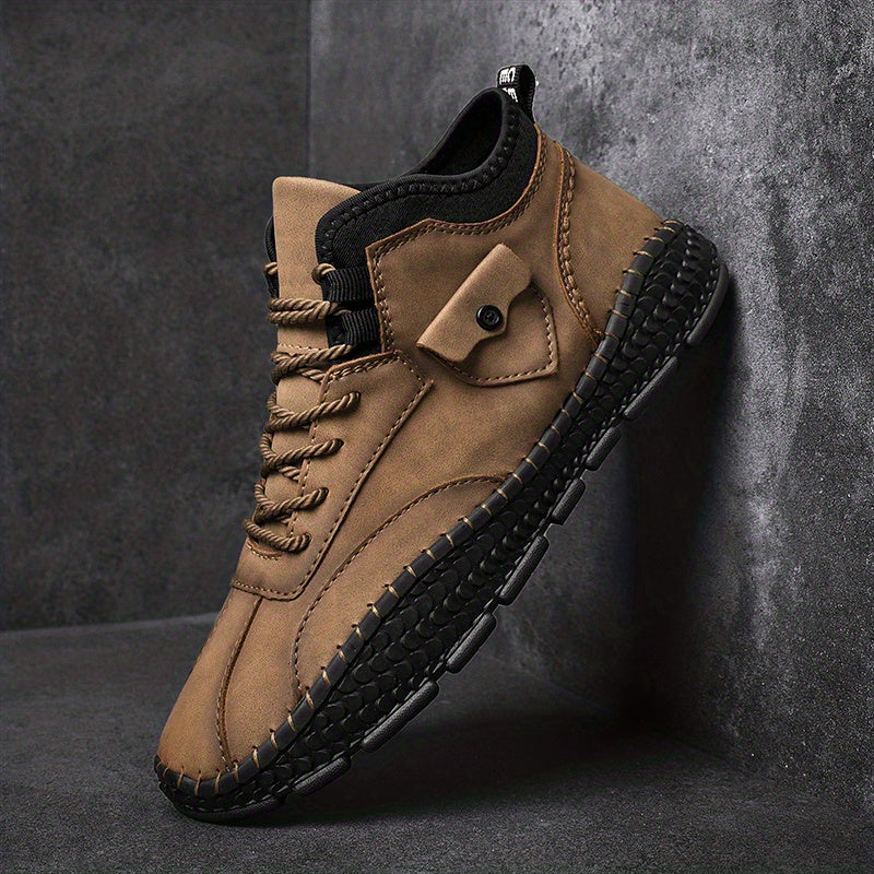 Men Stitch Pointed Leather Boots Formal Dress Shoes For Party Office Wedding