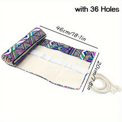 36-48-72 Holes Canvas Pencil Wrap Roll Up Colored Pencils Holder
