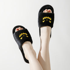 Women's Pumpkin Embroidery Plush Slippers