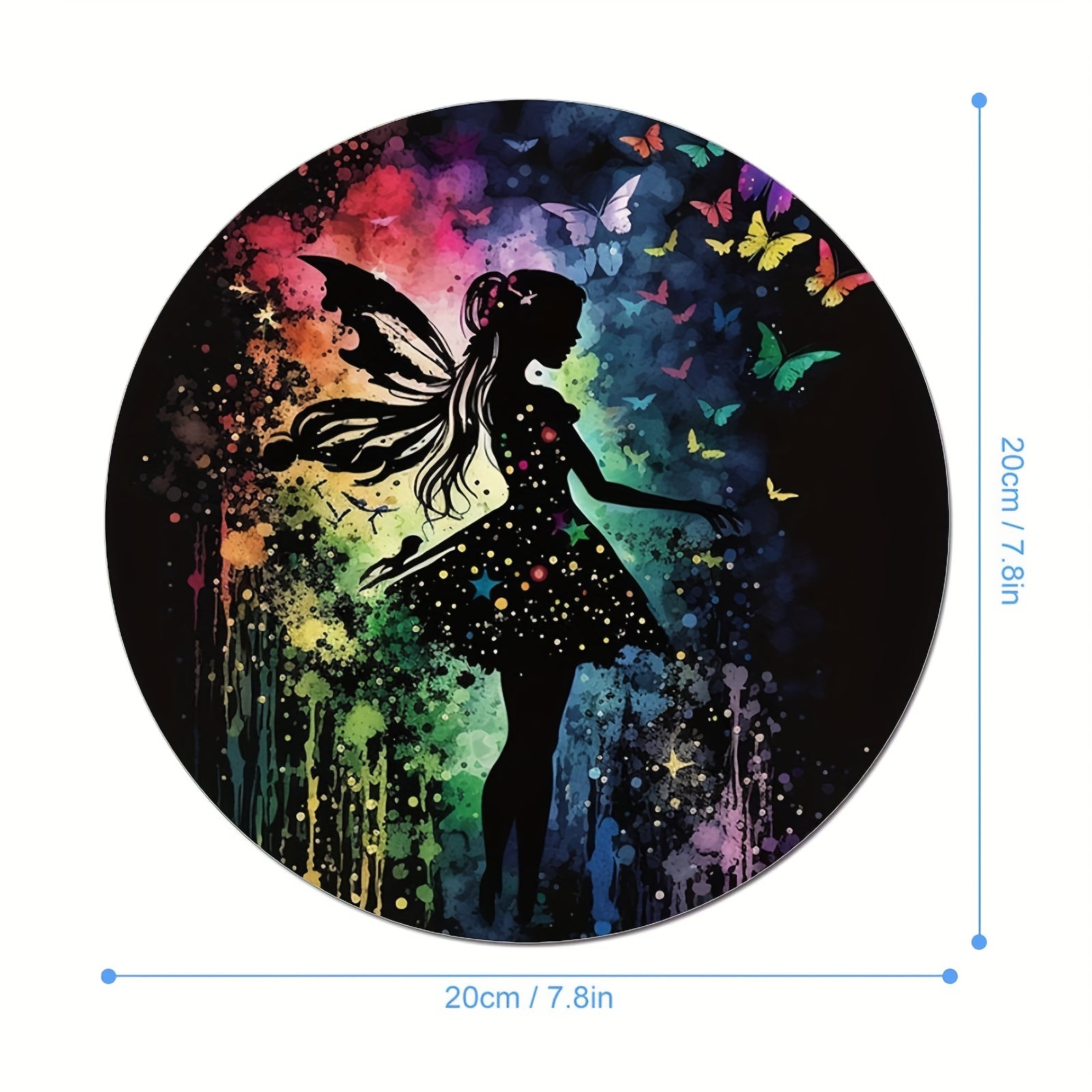 Fairytale Round Mouse Mat Non-Slip Rubber Base Mousepad 7.87x7.87x0.1inch