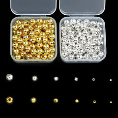 Silver Iron Beads DIY Jewelry Accessories 2-8mm