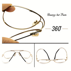 SOOLALA Mens Pilot Eyeglasses Frame Flexible Memory Metal Aviator Readers