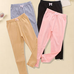 Girls' Bow Knot Elastic Leggings Pants Kids Clothing