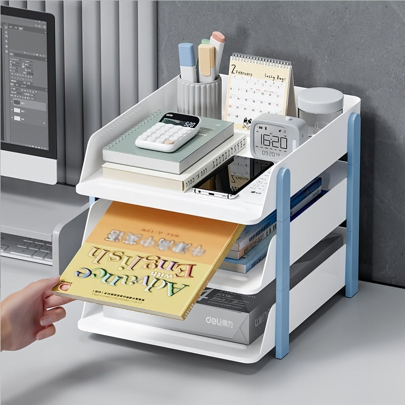 1pc File Rack Storage Box Office Storage Rack Stackable A4 Information Sorting