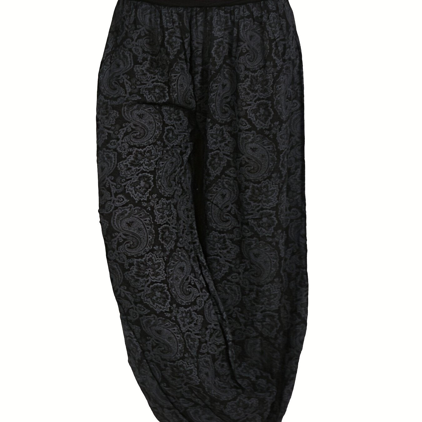 Boho Paisley Print Harem Pants Wide Leg Long Length