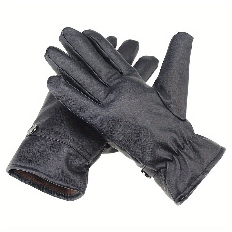 Winter Thickened Riding Gloves Warm Touch Screen Leather Gloves