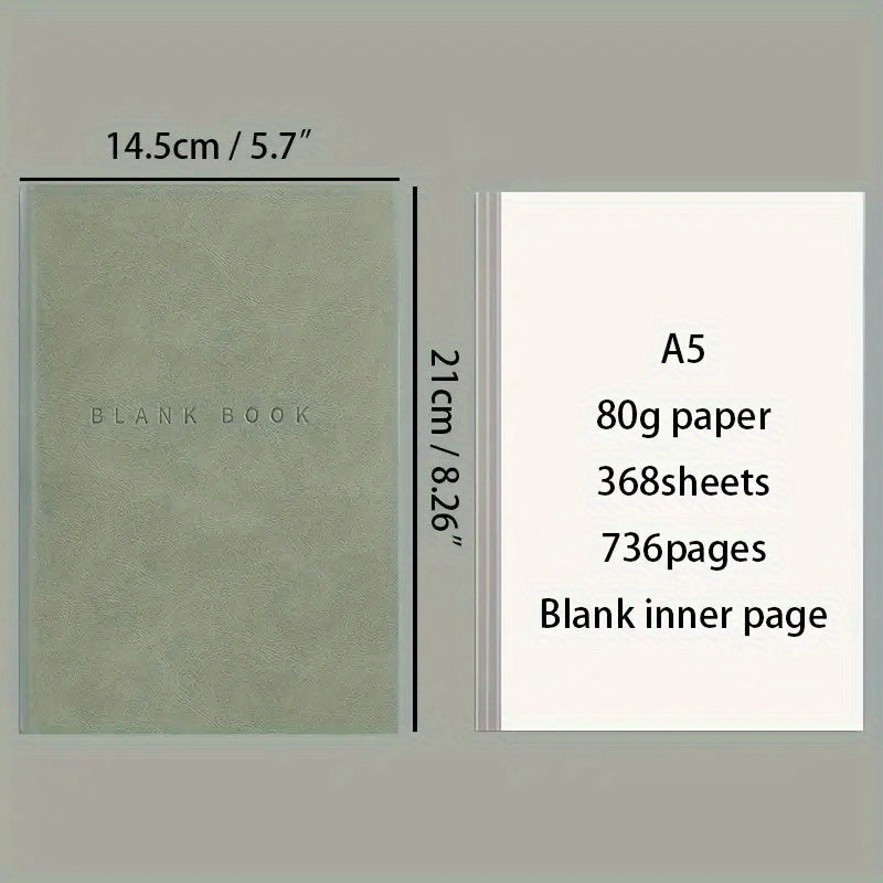 Minimalist Painting Notebook Soft Leather 736 Page Blank Inner Page