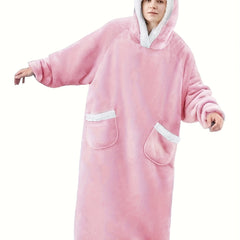 Plush Hooded Lounge Robe Warm & Comfy Long Sleeve Robe Women's Loungewear