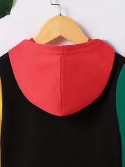 Boys Casual Block Pullover Hooded Sweatshirt
