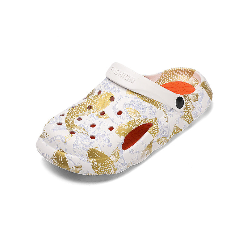 Men Women Fish Print Clogs Lightweight Sandals