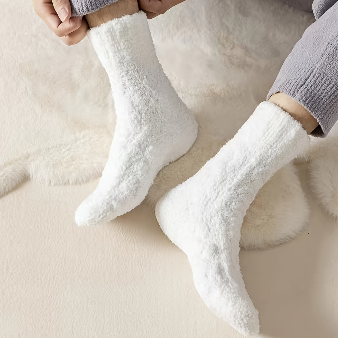 Men's Warm Crew Socks Thick Fluffy Sweat Wicking Winter Socks