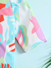 Baby Girls Leaf Graphic Print One Piece Swimsuit Short Sleeve Bathing Suits