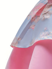 Girls Sleeveless Flowers Graphic Bow Princess Dress Gown