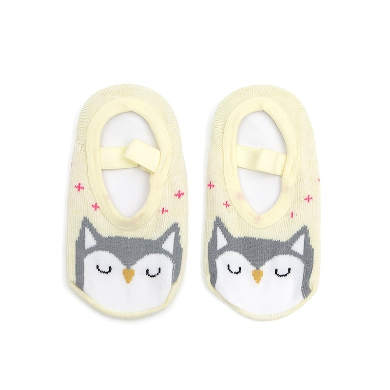 6 Pairs Baby Girls Cartoon Animal Pattern Socks Anti-Skid Grip