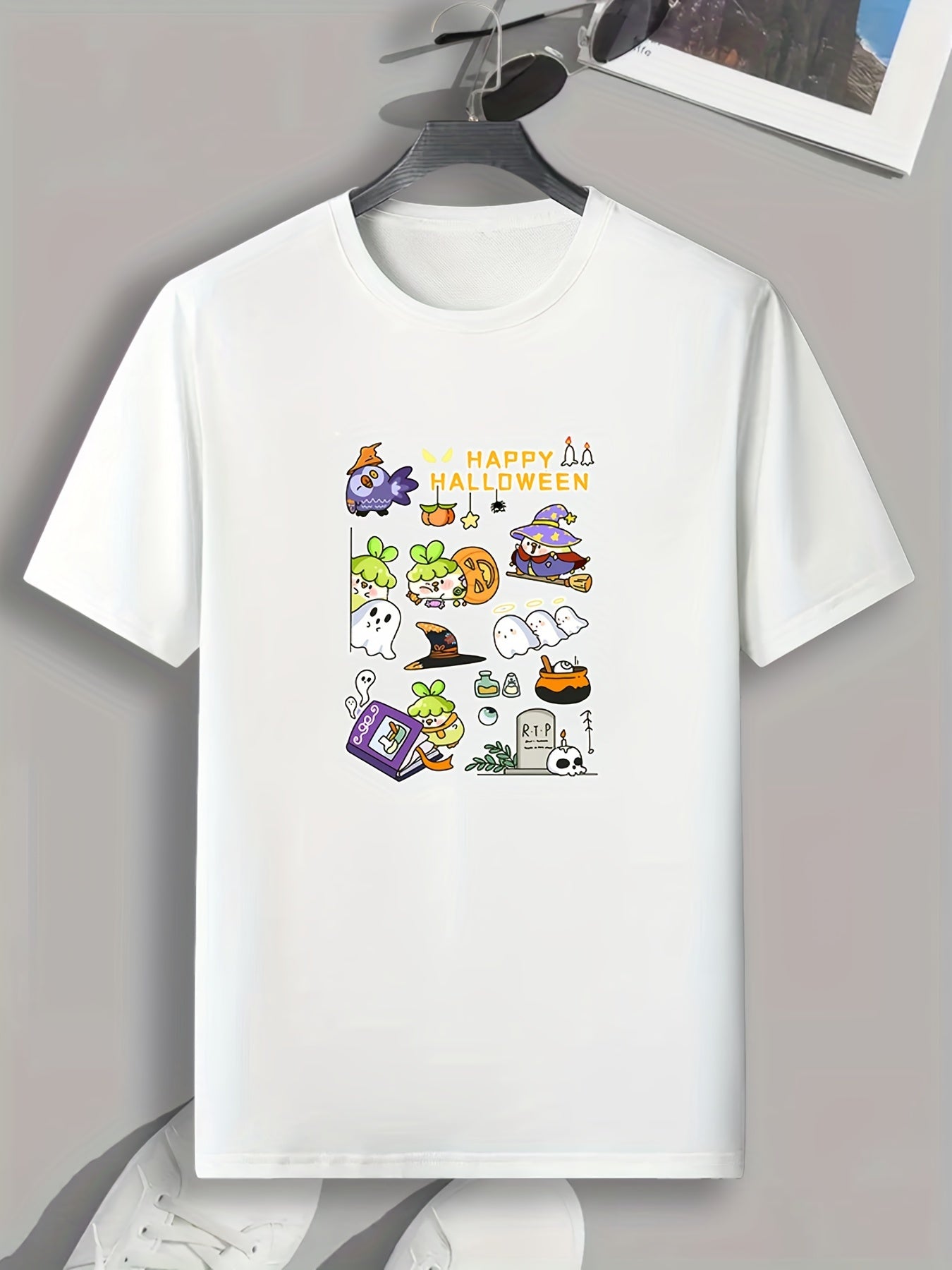 Men's Halloween Doodle Pattern T-shirt Active Tee