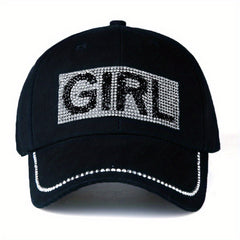 Rhinestone Letter Patch Baseball Cap for Women Men