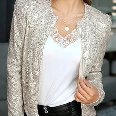 Sequined Crew Neck Jacket for Women