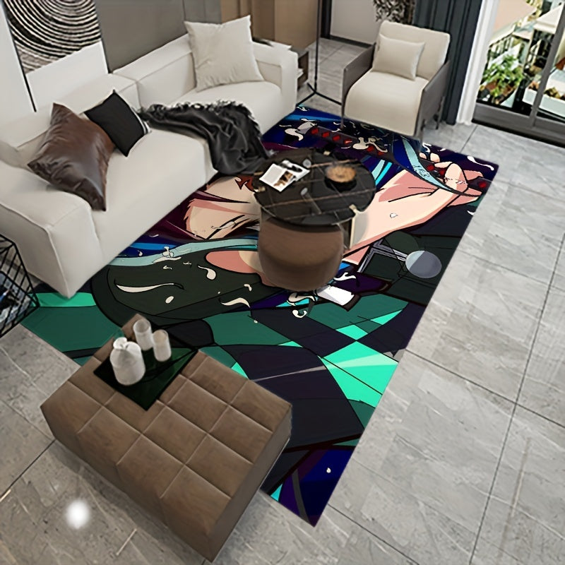 Anime Game Character Velvet Area Rug Non-slip Stain Resistant Machine Washable