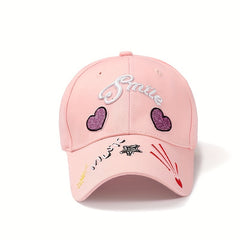 Smile Heart Embroidery Baseball Cap Y2K Solid Dad Hats Adjustable Sun Hat