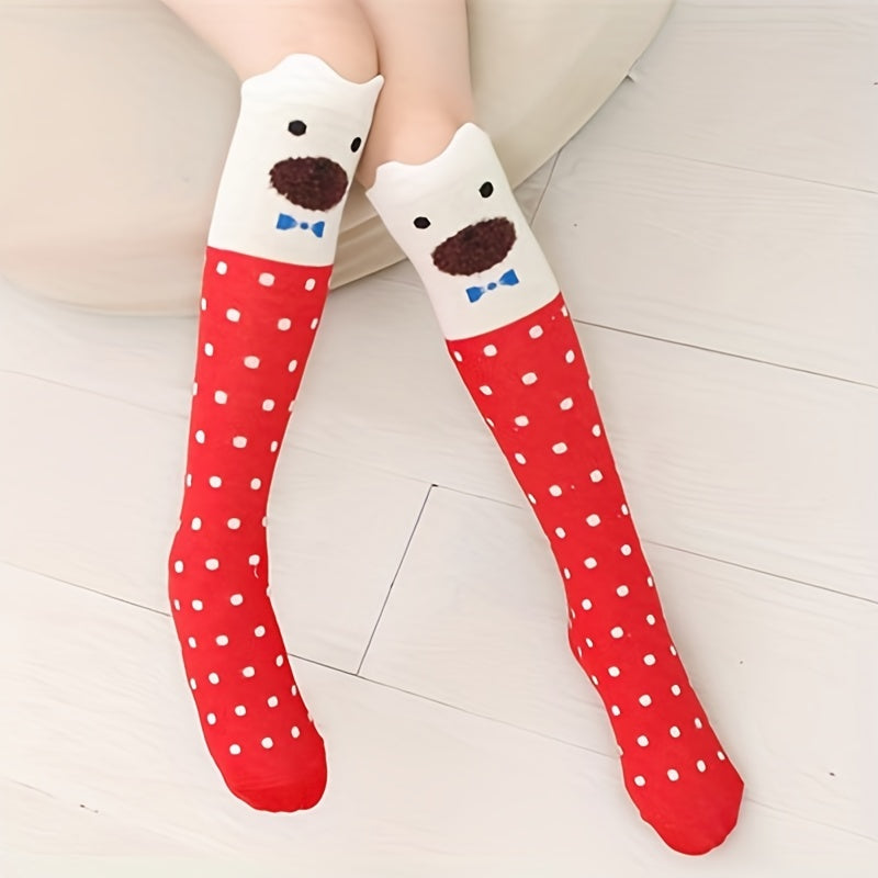 2 Pairs Kids Cat Over The Knee Socks Autumn Winter Girls Cartoon Socks