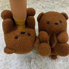 Girls' Cartoon Bear Slip On House Shoes - Non Slip Soft Bottom Shoes for Indoor