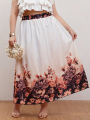 Colorblock Floral Print Maxi Skirt