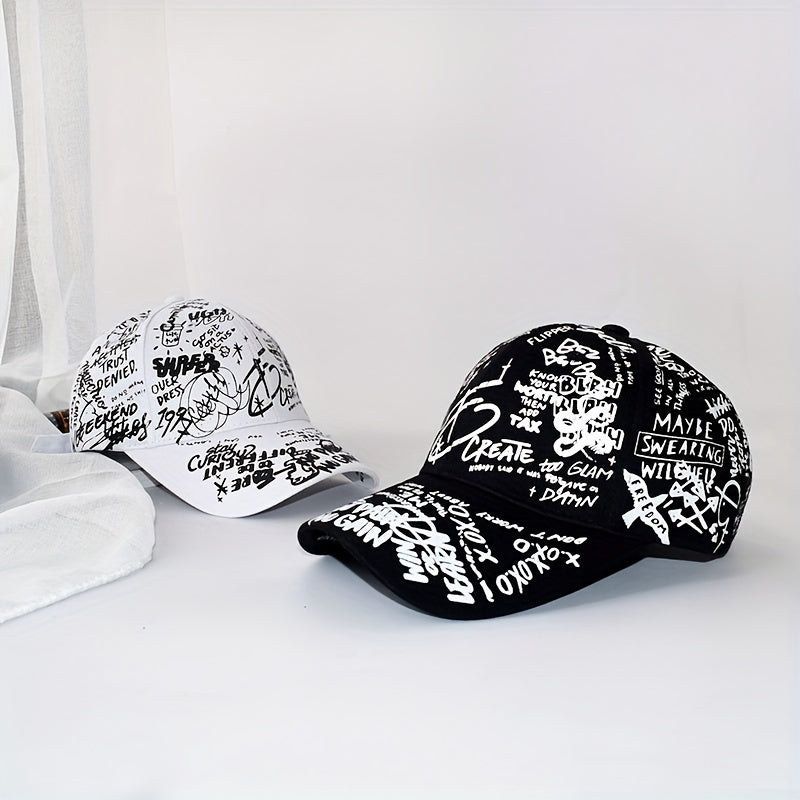 Graffiti Print Baseball Cap Unisex Hip Hop Cotton Dad Hats