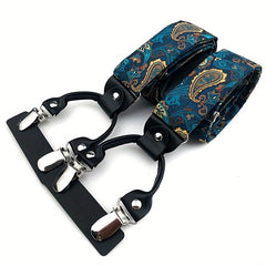 Men's Y Clip Jacquard Leather Band Elastic Jockstrap