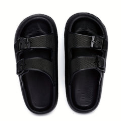 Men's Cozy Slippers with Double Hook & Loop Fasteners