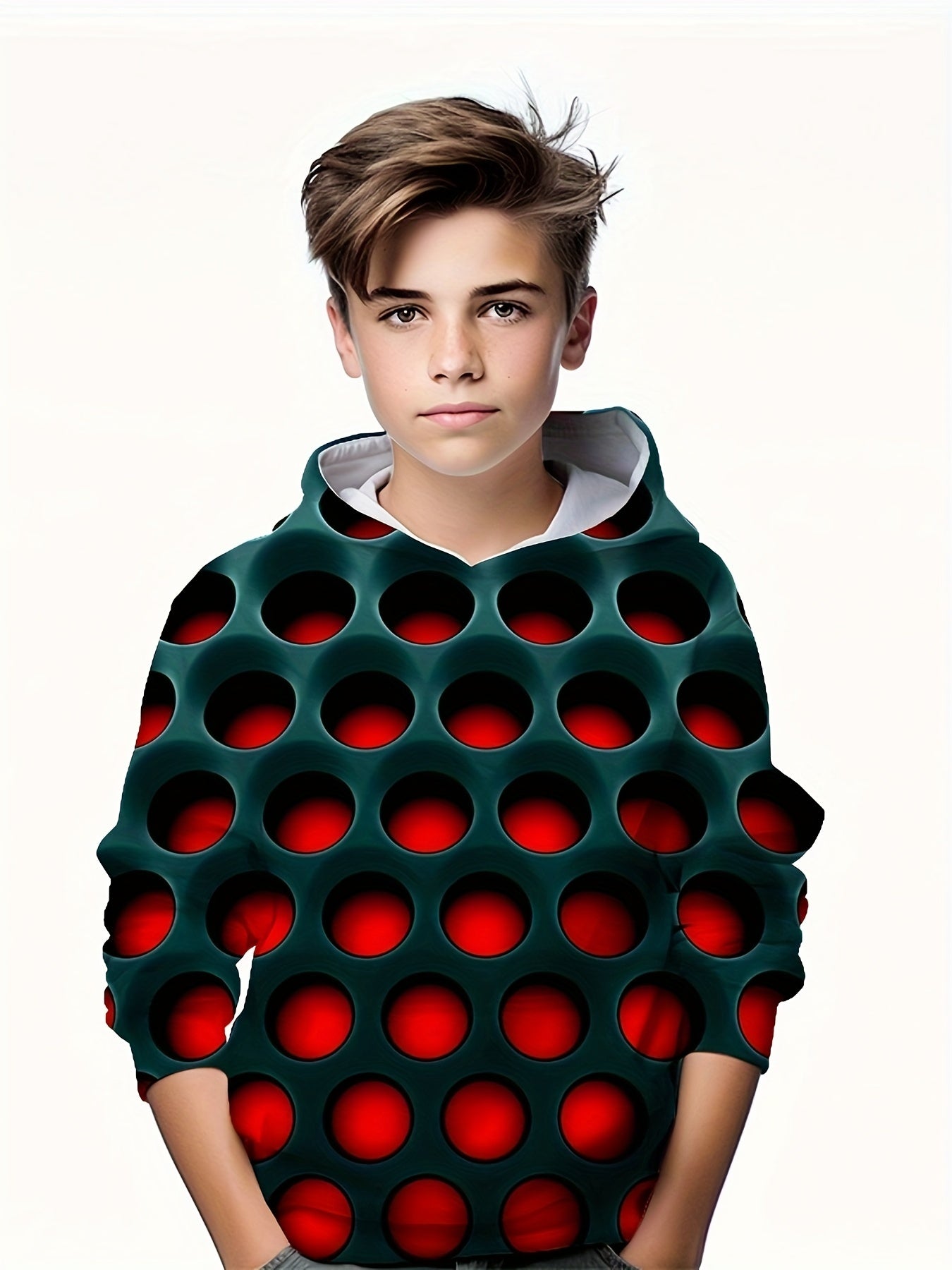 Kids Hollow Optical Illusion 3D Print Hoodie Hip Hop Street Sports Tops