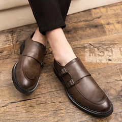Men's Double Monk Loafers Wear resistant Non Slip Comfy Casual Shoes