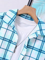 Plaid Casual Short Sleeve Shirt for Boys