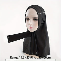 Elastic Hijab Hooded Tie Buckle Headscarf Solid Ramadan Head Wrap