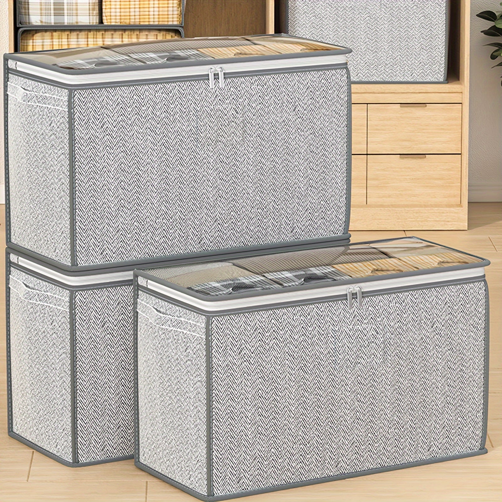 Large Capacity Storage Bag With Handles Portable Non Woven Clothes Storage Bag
