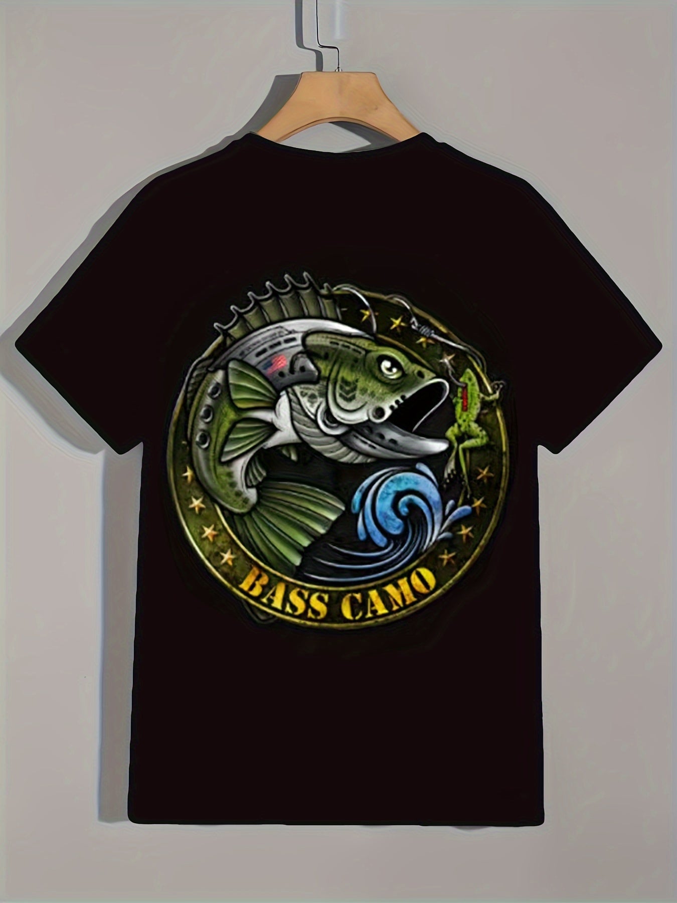 Fish Pattern Print Men's Short Sleeve T-shirt Graphic Tee
