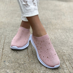 Women's Rhinestone Slip-On Sock Shoes
