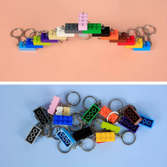 16pcs Building Blocks Keychain Funny Key Ring Purse Bag Backpack Car Charm