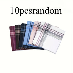 10pcs Vintage Men's Plaid Handkerchiefs, Gentlemanly Style With Taste
