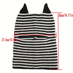 Striped Horn Novelty Balaclava Warm Ski Mask Unisex Hip Hop Beanie Knitted